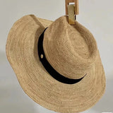 Boho Panama Hat - Fine Raffia Wide Brim Straw Hat