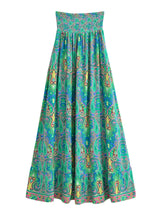 Boho Maxi Skirt – “Ocean Nomad” Paisley Print in Green & Turquoise