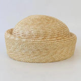 Boho Pillbox Hat - Natural Raffia French Beret Hat