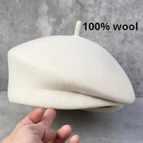 Boho Pillbox Hat - Classic Wool Felt Beret Hat