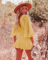 Boho Mini Dress – Boho White Dres –“Whisper Light” Batwing Sleeve Mini Sundress with Buttons