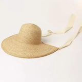 Boho Sun Beach Hat - Retro Handwoven Raffia Wide Brim Hat