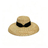 Boho Boater Hat - French Wheat Straw Wide Brim Hat