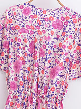 Boho Chic Maxi Dress – Floral Print Summer Sundress Elowen in Purple, Green and Pink