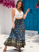 Boho Maxi Skirt - Hippie Style in Blue Peacock