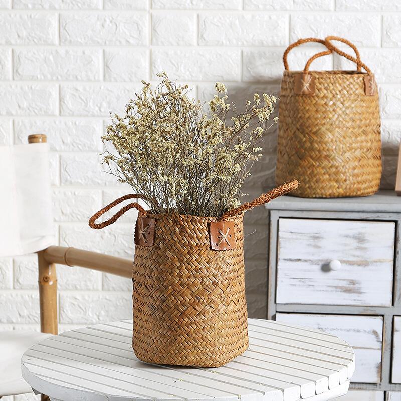 Seaweed Basket - Hand Woven Flower Basket - Indoor Decoration and Storage