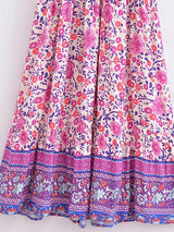 Boho Chic Maxi Dress – Floral Print Summer Sundress Elowen in Purple, Green and Pink