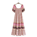 Boho Dress - Sundress - Smocked Dress Nova in Pink and Green