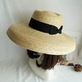 Boho Sun Beach Hat - Wheat Straw Lampshade Wedding Hat