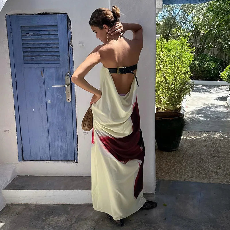 Scarlet Bloom Boho Dress - Party Dress, Cocktail Maxi Backless Dress Yellow / L Scarlet Bloom Boho Dress - Party Dress, Cocktail Maxi Backless Dress Yellow / L