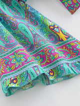 Boho Blouse – “Festival Muse” Floral Long Sleeve Tie Front Tope