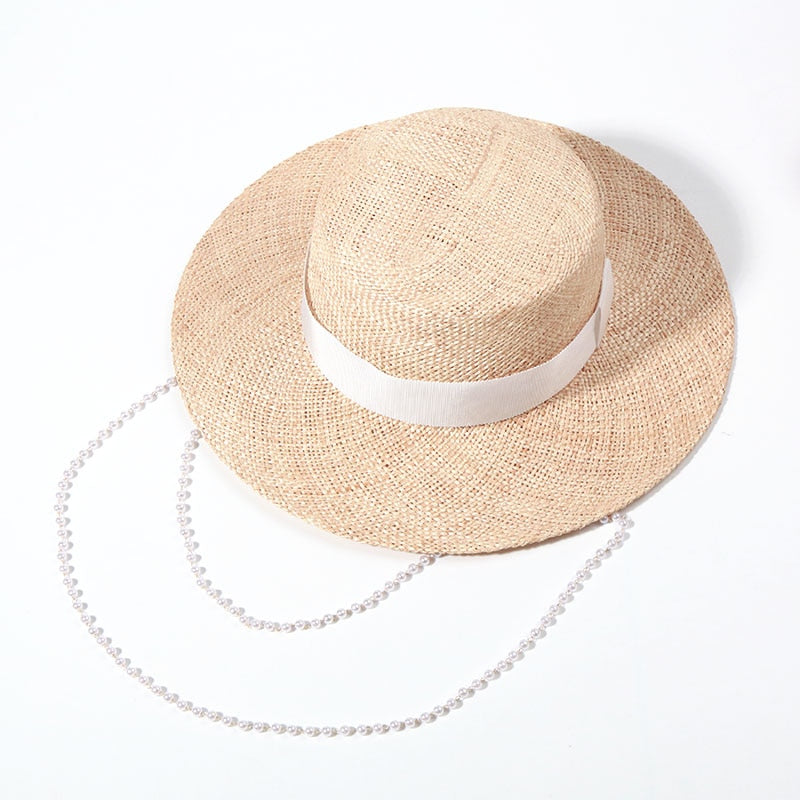 JNGSA Womens Wide Trim Straw Hat Fedora Summer Beach Sun Hat Summer Women  Flower Bow Hate Rope for Women-White 