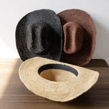 Boho Cowboy Hat - Hand Crocheted Raffia Straw Hat