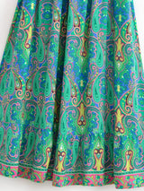 Boho Maxi Skirt – “Ocean Nomad” Paisley Print in Green & Turquoise
