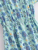 Bohemian Mini Dress – “Boho Bloom” Floral Print V-Neck Tie-Waist Mini Dress