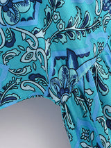 Boho Mini Dress – “Turquoise Reverie” Paisley Batwing Sleeve Loose Dress