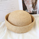 Boho Pillbox Hat - Natural Raffia French Beret Hat
