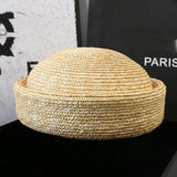 Boho Pillbox Hat - Natural Wheat Straw Beret Hat