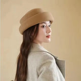 Boho Pillbox Hat - British Wool Felt Painter Beret