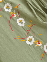 Bohemian Maxi Gown – “Meadow Stitch” Floral Embroidered Long Sleeve Dress
