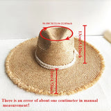 Boho Panama Hat - Oversized Raffia Tassel Straw Hat