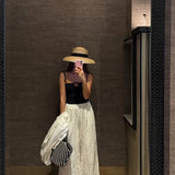 Boho Boater Hat - French Wheat Straw Wide Brim Hat