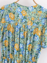 Boho Chic Maxi Dress – Floral Print Summer Sundress Elowen in Purple, Green and Pink