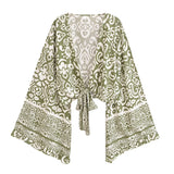 Boho Blouse – “Festival Muse” Floral Long Sleeve Tie Front Tope