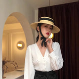 Boho Fedora Hat - French Retro Bridal Straw Hat