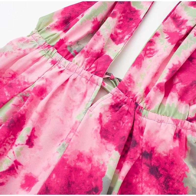 Boho Beach Dress - Mini Sexy Tie Dye Backless Halter Dress - Inner Wan – Wild  Rose Boho