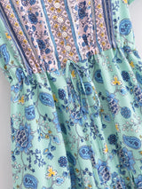 Bohemian Mini Dress – “Boho Bloom” Floral Print V-Neck Tie-Waist Mini Dress