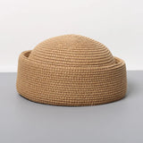 Boho Pillbox Hat - Woven Paper Straw Beret Hat
