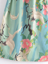 Boho Kimono Robe – “Lily Lotus” Green Floral Wrap Cover-Up for Women