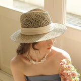 Boho Sun Beach Hat - Handwoven Seagrass Panama Hat