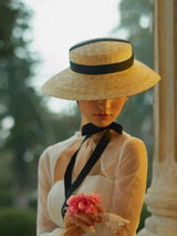 Boho Fedora Hat - French Retro Bridal Straw Hat