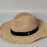 Boho Panama Hat - Fine Raffia Wide Brim Straw Hat