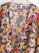 Boho Blouse – ““Seaside Song” Floral Long Sleeve Tie Front Tope