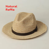 Boho Panama Hat - Natural Raffia Handwoven Straw Hat