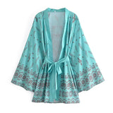 Boho Kimono Robe – “Dreamcatcher Lilac” Soft Loungewear Cover-Up with Bohemian Charm