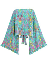 Boho Blouse – “Festival Muse” Floral Long Sleeve Tie Front Tope