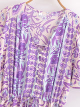 Boho Chic Maxi Dress – Floral Print Summer Sundress Elowen in Purple, Green and Pink