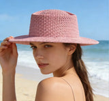 Boho Sun Beach Hat - Handwoven Linen Wide Brim Straw Hat