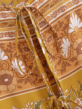 Bohemian Maxi Dress – “Marigold Reverie” Yellow Floral V-Neck Flare Sleeve Boho Maxi Dress
