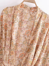 Boho Kimono Robe – “Blue Mirage” Short Cover-Up for Beach & Lounge