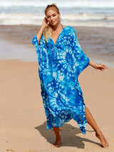 Boho Maxi Dress - Beach Dress, Kaftan Dress Akari Blue Tie Dye Coconut
