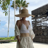 Boho Sun Beach Hat - French Raffia Wide Brim Straw Hat