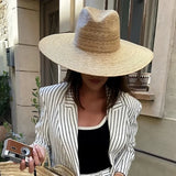 Boho Cowboy Hat - Natural Palm Leaf Wide Brim Hat