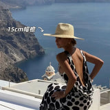 Boho Boater Hat - Wide Brim Nature Straw Beach Hat