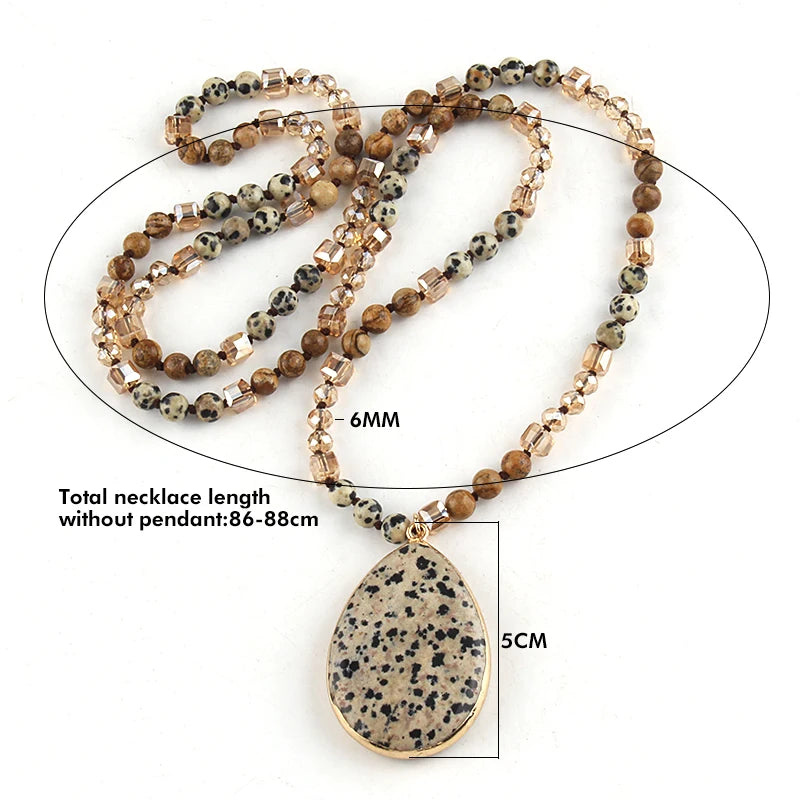 Boho Necklace - RH Precious Lava Amazonite Oval Stones
