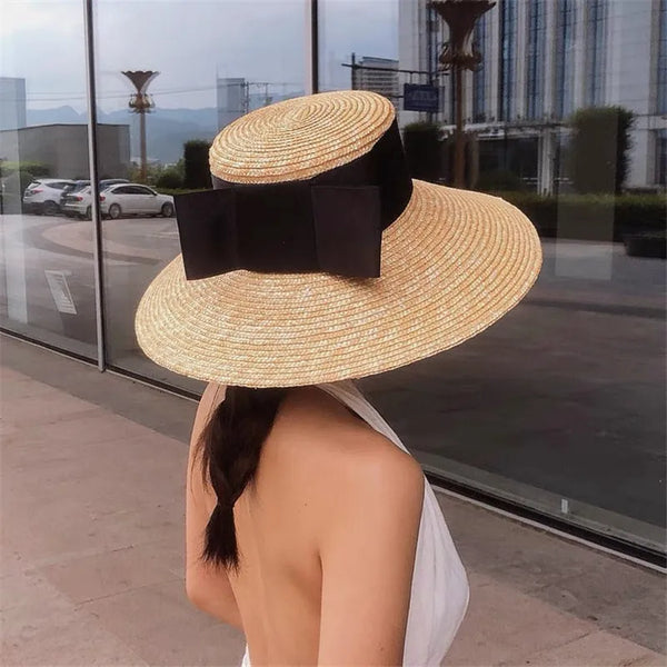 Wide Brim Beach Hats for Women - Sun Hats with Black Ribbon - Josy
